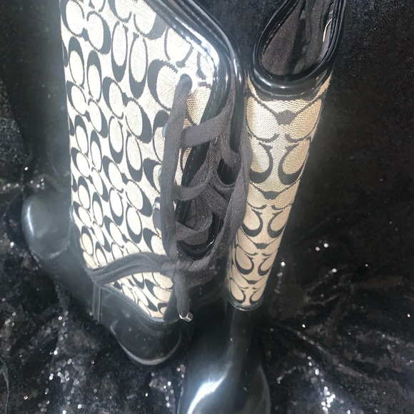 Coach rain boots with lace up ties in back. Super cute and only worn twice. - Picture 3 of 6